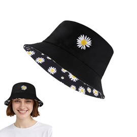 Bucket Hats Women,Summer Hats for Women,Kids Bucket Hat,Packable Sailor Fisherman Caps for Fishing Golf Camping Travel Large Head Wide Brim Sun Protection Headwear Black