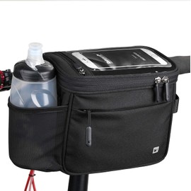Rhinowalk Bicycle Waterproof Bike Basket Front Bag Handle Bag Frame Bag Side Bag, Matte Black