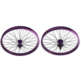 PRO+ 20"x2.125 BMX BIKE ALLOY Front OR 9T Cog Rear Wheel 48 Spoke Sealed Bearing Purp - Front