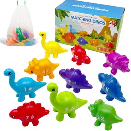 TMBLNEP Montessori Learning Toys for Toddlers, Matching Letters Fine Motor Toy, Double-Sided 26 PCS ABC Dinosaur Alphabet Games for Kids Ages 3-5 (Letters+Numbers)