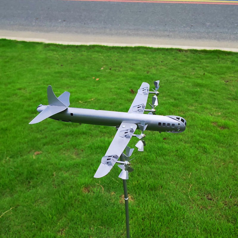 Metal Airplane Wind Spinner, Elegant Spin Design Airplane Weather Vane