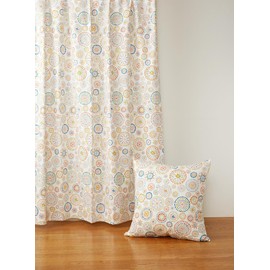 Quarter Report Cushion Cover Cotton Linen Material Annica Multi Approx. 23.6 x 23.6 inches (60 x 60 cm), Flower Pattern, Zipper Type [Made in Japan]