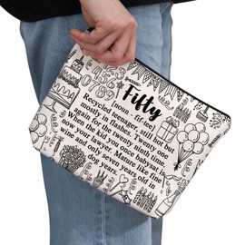G2TUP 50th Birthday Gift Fifty Definition Makeup Bag 50 Year Old Cosmetic Bag 1974 Birthday Gift 50 Year Old Party Merch (Fifty Definition MB)