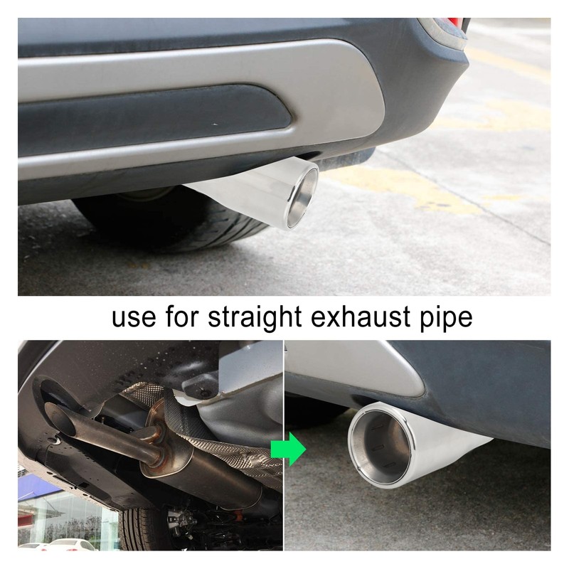 Exhaust Muffler 76mm/2.99in Mirror Polishing Stainless Steel Rear Muffler Exhaust