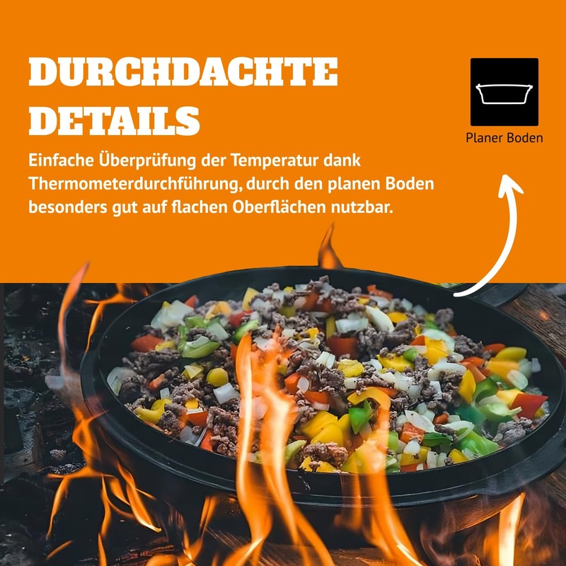 Petromax Cast Iron Dutch Oven for Cooking or Baking Outdoors