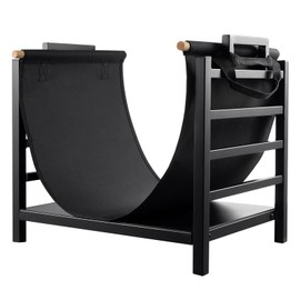 DOEWORKS Indoor Firewood Rack 18 Inch Fireplace Log Holder with Canvas Carrier