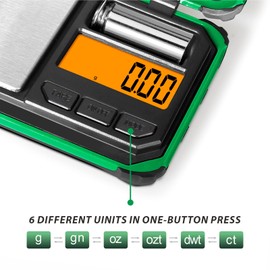 ACCT Precision Pocket Scale, 200gx0.01g Jewelry gram Scale, Digital Food Scale with LCD Display, one-Click Conversion 6 Units, Mini Scale for Kitchen/Powder/Coffee/Coins(Battery Included)