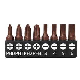SKZIRI 8-Piece Phillips and Flat Bit Set includes PH0 PH1 PH2 PH3 Slotted 3mm 4mm 5mm 6mm Screwdriver Bits (1inch)