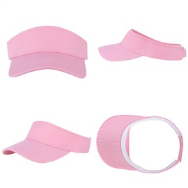 Century Star UPF 50+ Kids Visor Sun Hat Adjustable Girls High Ponytail Tennis Hat Sports Boys Running Golf Visor Cap, 02pcs Black&pink, 6-12 Years