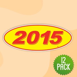 Versa Tags 2015 Oval Model Year Car Dealer Window Stickers Proudly Made in The USA Versa Oval Model Windshield Year Stickers are Red and Yellow in Color Come Twelve (12) to A Pack