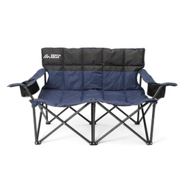 ZENTA GEAR Oversized Fully Padded Double Camping Chair, Portable Folding Loveseat w/Side & Back Pockets, Adjustable Armrests, Double-Sized Cup Holders for Outdoor, Indoor, Supports 530LBS, Black