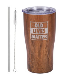 NUI LIVING Old Lives Matter Funny Tumbler Gift - Birthday, Retirement Gifts for Senior Citizens - 20 OZ Insulated Stainless Steel Vacuum Tumbler - Gag Gifts for Dad, Grandpa, Uncle, Brother