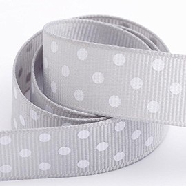 Italian Options Polka Dot Grosgrain Ribbon 15mm x 10 Metres - Silver
