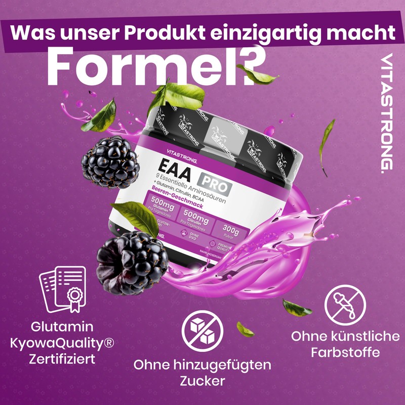 EAA Pulver 300g, Aminosäuren Essenziell EAA PRO Vitastrong, 9 Essentielle