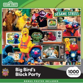 MasterPieces Sesame Street Big Bird's Block Party 1000 Piece Adult Jigsaw Puzzle - Cartoon Jigsaw 19.25"x26.75"