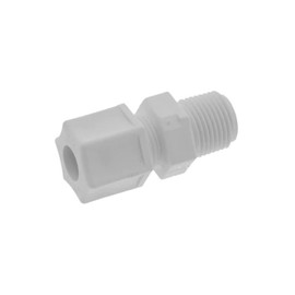 IPW Industries Inc.-Jaco (1066_PO) Male Connector Fitting with Ferrule Nut and Integral Sleeve - Polypropylene - 3/8" Thread x 3/8" OD Tube w/No Gripper