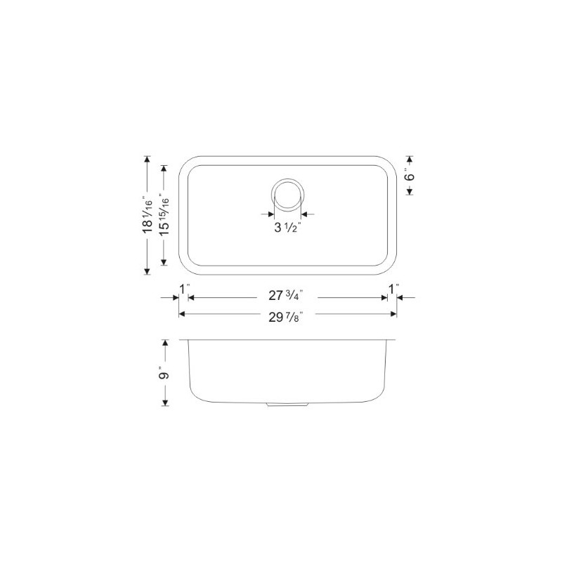 Wells Sinkware Stainless Steel Single Bowl Undermount Kitchen Sink 3018-9