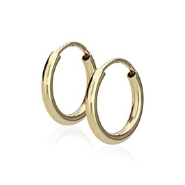NKlaus Pair of Creole Earrings 333 Yellow Gold 8 Carat Gold Earrings 2.0 mm Thick Gold Earrings, Yellow Gold