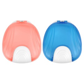 JUNFEIXUAN 2-Pack of Press Retainer Case, Portable Denture Box, Braces Denture Retainer, Easy to Carry, Suitable for Dentures, Braces (Pink&Blue)