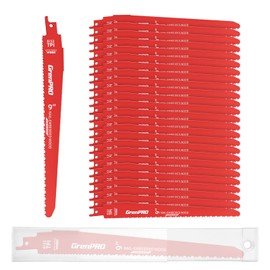 GRENPRO 26Pcs 9-Inch Reciprocating Saw Blades, 6/12 TPI Bi-Metal Sawzall Blades for Wood Nail-Embedded Wood Cutting, Garden Pruning & Tree Trimming Faster Cutting
