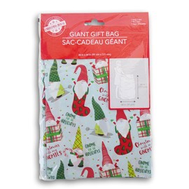 Party Planning Christmas Oversize Plastic Gift Bag with Tie and Gift Tag - 36 x 44 Inches (Gnome for the Holidays)