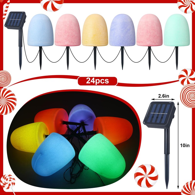 12 Pcs Set of 12 6'' Gumdrop Christmas Pathway Lights