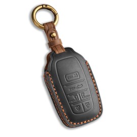 6 Buttons Leather Key Fob Cover Case for Toyota Sienna Minivan 4th Gen 2021 2022 2023 2024 2025,Handmade Fob Cover Case Accessories for Sienna with Keyring