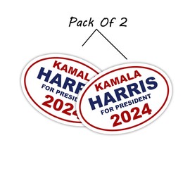 eDesign Kamala Harris 2024 Sticker Decal - 5 Inches - Kamala Harris for President Stickers for Car Truck Van Window Bumper Laptop Tablet Cup Tumbler Water Bottle and Any Smooth Surface (2-Pack)