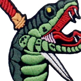 Snake and Dagger Patch Embroidered Applique Badge Iron On Sew On Emblem