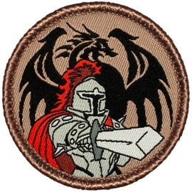 Dragon Slayer Patrol Patch - 2" Diameter Round Woven Patch (Hook-Fastener)
