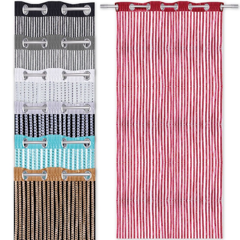 Arsvita String Curtain Lurex-Optic Thread Curtain with Eyelets, Trendy Decoration