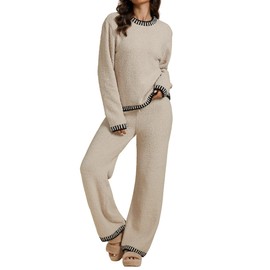 luvamia Lounge Sets For Women Two Piece Pants Set For Women Sweater Set Lounge Wear For Women Casual Lounge Sets For Women Airport Outfits For Women 2024 Buttercream Size Medium Fits Size 8 Size 10