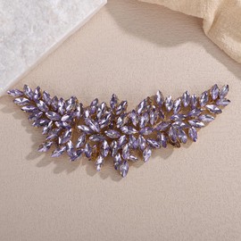 Octwine Vintage Bridal Purple Rhinestone Headband Headpiece Handmade Rhinestone Wedding Gold Hair Vine Rhinestoens Headband Bridal Wedding Hair Accessories for Bride