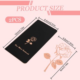 2 Pack Metal Rose Shape Bookmarks Metal Bookmarks Rose Color Hollow Engraved Design Bookmarks Rose Color Bookmarks for Women (Gold, Rose Gold)