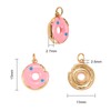 LiQunSweet 5 Pcs Pink Doughnut Enamelled Charm Brass Enamel Charms