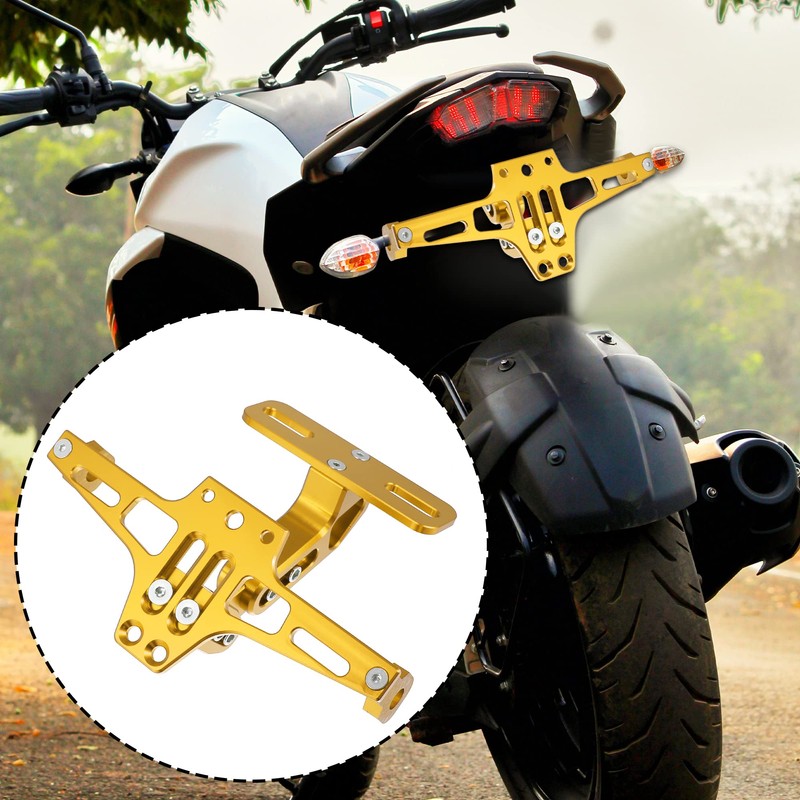 Motoforti Motorcycle License Plate Bracket Fender Eliminate Kit Gold Tone