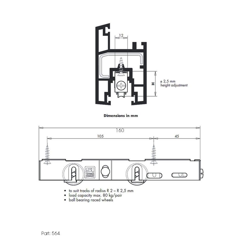 Siegenia Aubi SI Inline Patio Door Bogie Roller Pair