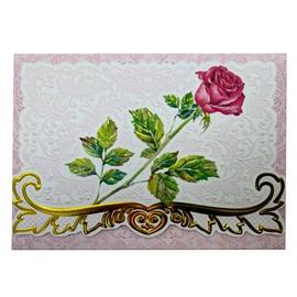 Set of 3 - Red Rose Stem Portfolio Boxed Note Cards by Carol Wilson. 10 embossed 4x5 Die-Cut Notecards and Matching Envelopes in Decorative Gift Box with Magnetic Flap. NCP2229