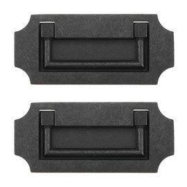 Antrader 2 Pcs Zinc Alloy Handle Drawer Hidden Drawer Cabinet Embedded Pull Ring Door Handle with Two M4*25, Two M4*30 Screws, Black