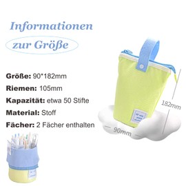 CALLYSONIC Stehendes Federmäppchen mit Reißverschluss, 2-in-1 Schlampermäppchen und Stifteköcher, Mäppchen mit Abnehmbarer Knopfriemen für Mädchen, Faltbares Federpenal Gelb (A)