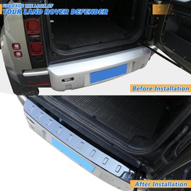 YIWANG For Land Rover Defender 90 110 2020-2022 Car Styling ABS Black Car Rear Bumper Plate Cover Trim Stickers for Defender Auto Accessories (Stainless Steel-Black)