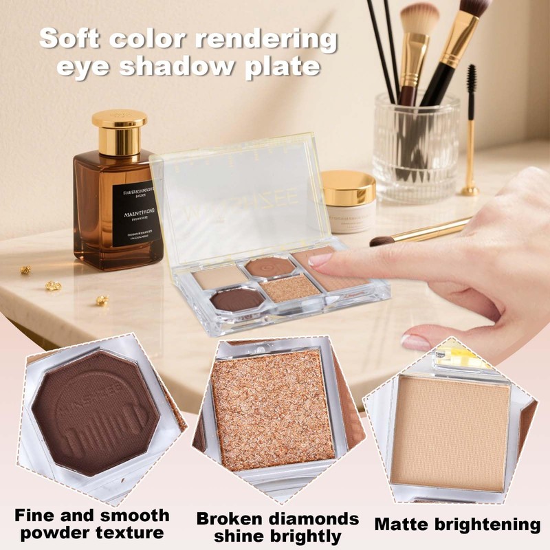 5 Lidschattenfarben, Professionelle Make-up-Palette, Matte und Schimmernde Lidschattentöne, Hochpigmentierte Augen-Make-up-Palette,