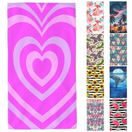 BAIOAOPA Beach Towel,Valentine's Day Pink Heart Tunnel Lightweight Compact Sand Free Quick Dry Oversized Pool Swimming Towels for Girls Women Adults,29.5"×59"