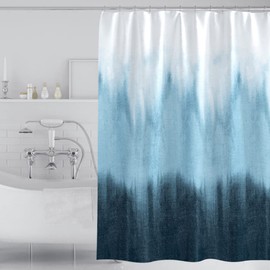 J26 Shower Curtain Washable Curtain Digital Print Including Curtain Rings Anti Mould Bathroom Bathtub 240 x 200 cm (Blue Gradient, 180 x 200 cm)