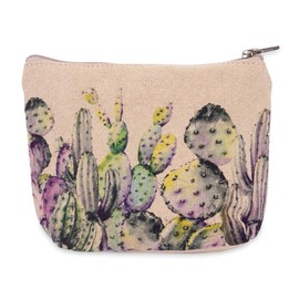COTT N CURLS Cactus Small Pouch - 5.5" x 7.5" Small Makeup Bag, Handcrafted Small Zipper Pouch, Cotton Canvas Small Pouches with Zipper, Durable Pouches for Purse with Digitally Printed Designs