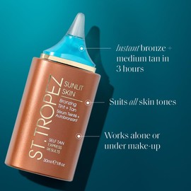 St. Tropez Sunlit Skin Self Tan Express 30 ml, Instant Bronzy Glow and Medium Tan in 3 hours, Quick-drying no rinse formula, Suitable for all Skin Tones