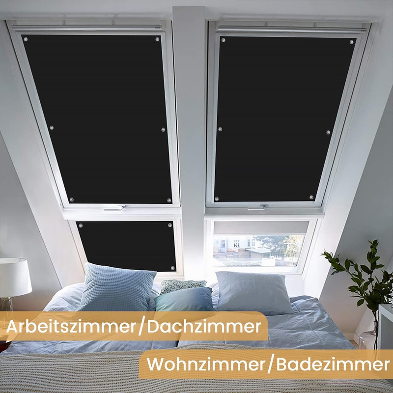 MUHOO Blackout Roller Blind, No Drilling, Skylight Roller Blinds 100%