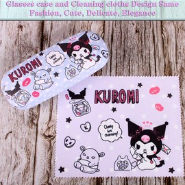 ADBGV Cute Kitty Hard Shell Eyeglasses Cases Cartoon Protective Case with Glasses Cloth Storage Box Eyewear Retainer Holder for Girl Teen