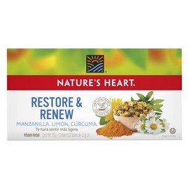 Nature's Heart Te Restore & Renew, Manzanilla, curcuma, 30 gramos