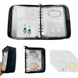 Earring Organizers and Storage Transparent Travel Jewelry Case Organizer Book Clear Jewelry Binder with 50 Anti-oxidation Pockets for Necklace, Earring, Bracelet, Ring Holder